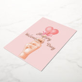 バレンタイン |ピンク棒つきキャンデーハートホリデーカード 箔シーズンカード (回転した状態)