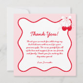 バレンタイン ピンク チェリー ウェディング シャワーのお礼 サンキューカード (正面)