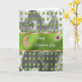 バレンタイン ピンク ムーン ジュエル & スターズ カード (黄色い花)