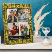 バレンタイン フォト 黄色 ゴールド グリッター 4枚の写真で「愛してる」 フォトプラーク (側面)