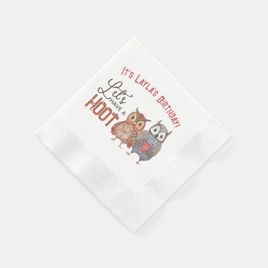 バレンタイン・フクロウ誕生日パーティーを開こう 縁ありカクテルナプキン (角)