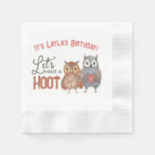 バレンタイン・フクロウ誕生日パーティーを開こう 縁ありカクテルナプキン (正面)