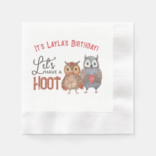 バレンタイン・フクロウ誕生日パーティーを開こう 縁ありカクテルナプキン (正面)
