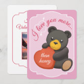 バレンタイン フラット カード かわいい 黒いクマ (正面/裏面)