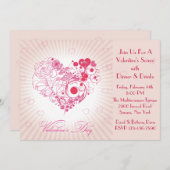 バレンタイン フローラル ハート インビテーション (正面/裏面)