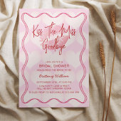 バレンタイン ブライダル シャワー うねうねボーダー ピンク 招待状