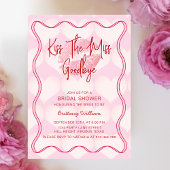 バレンタイン ブライダル シャワー うねうねボーダー ピンク 招待状