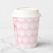 バレンタイン ブライダル シャワー うねうねボーダー ピンク 紙コップ (左)