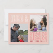 バレンタイン　ブラッシュピンク　ハグ＆キス　2　家族写真 シーズンカード (正面)