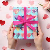 バレンタイン・ブルーの心のこもったパターン ラッピングペーパーシート