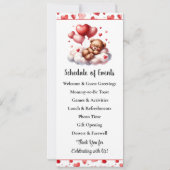 バレンタイン ベア ベイビー シャワーメニューとプログラム 招待状 (裏面)