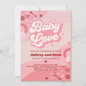 バレンタイン ベイビー シャワー グルーヴィー ベイビー ラブ ベイビー シャワー 招待状 (正面)