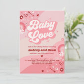 バレンタイン ベイビー シャワー グルーヴィー ベイビー ラブ ベイビー シャワー 招待状 (スタンド正面)
