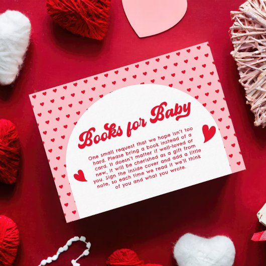 バレンタイン ベイビー シャワー ブック リクエスト カード 赤とピンク