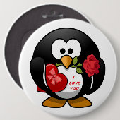 バレンタイン・ペンギン「愛してる」 缶バッジ (正面&裏面)