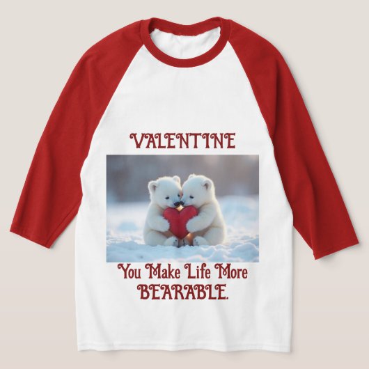 バレンタイン・ホッキョクグマの子グマTシャツ Tシャツ (レイダウン)