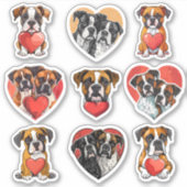 バレンタイン・ボクサー犬9シールのセット シール (正面)