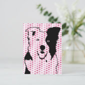 バレンタイン-ボーダーコリーのシルエット シーズンポストカード (スタンド正面)