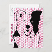 バレンタイン-ボーダーコリーのシルエット シーズンポストカード (正面/裏面)