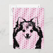 バレンタイン-ポメラニア犬のシルエット シーズンポストカード (正面/裏面)