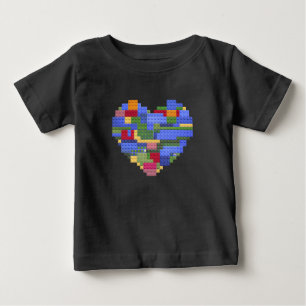 バレンタイン マスタービルダー ブロック レンガ造り ハート ベビーTシャツ