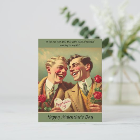 バレンタイン「マレンティン」の日はがき ポストカード (スタンド正面)