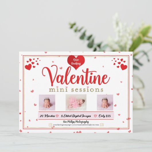 バレンタイン・ミニセッション写真撮影Minis写真 招待状 (スタンド正面)