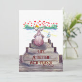 バレンタイン ムース & アヒル 5x7 フラット シーズンカード (スタンド正面)