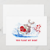 バレンタイン ムース ジェットスキー 5x7 フラット ホリデー カード (正面/裏面)