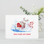 バレンタイン ムース on Jetski 5x7 フラット ホリデー カード (スタンド正面)