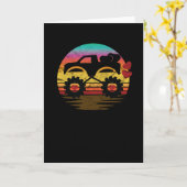 バレンタイン モンスター トラック ラブ レトロ ビンテージ メンズ カード (黄色い花)