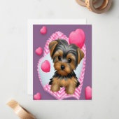 バレンタイン ヨーキ―とハートのメモカード ノートカード (正面/裏面インサイチュ)