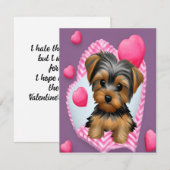 バレンタイン ヨーキ―とハ―ツのメモカード ノートカード (正面/裏面)