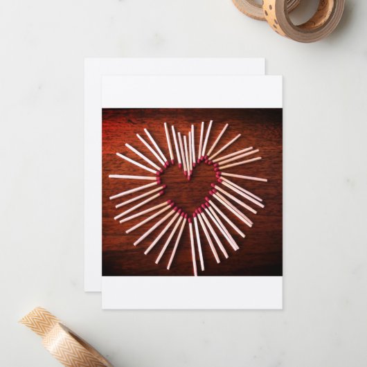 バレンタイン, ラスティック, 手作りのハート, フラット ノート カード (正面/裏面インサイチュ)