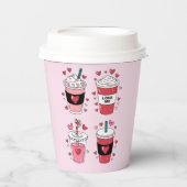 バレンタイン ラテ コーヒー好き 紙コップ (正面)