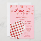 バレンタイン・ラブ・イズ・イン・ザ・エア ピンクのブライダルシャワー 招待状 (正面)