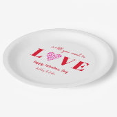 バレンタイン ラブ スクリプト 赤 白 ペーパープレート (アングル)