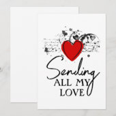 バレンタイン ラブ ハート スクリプト プリント シーズンカード (正面/裏面)