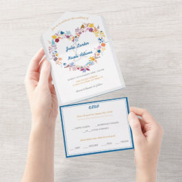 バレンタイン ラブ フラワー ブルーム ウェディング オールインワン招待状