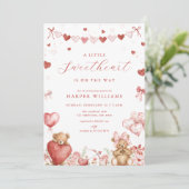 バレンタイン ラブ ベア リトル スイートハート ベイビー シャワー 招待状 (スタンド正面)