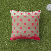 バレンタイン レッド ハート パターン グリッター ゴールド オンブレ アウトドアクッション (芝生)