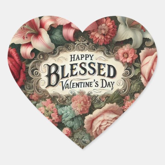 バレンタイン レッド ハート ローズ ヴィンテージ リース ハートシール (正面)