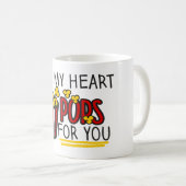 バレンタイン、レトロ50のシネマポップコーンデザイン コーヒーマグカップ (正面右)