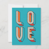 バレンタイン - レトロ ラブ カラー ブロック - ブランク ノートカード (正面)