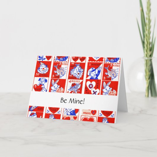 バレンタイン レトロ ラブ ハグ キュート パターン カード (正面)