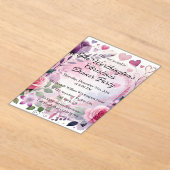 バレンタイン ローズ ハート 花 パステル 水彩 アクリル招待状 (レイダウン)