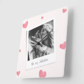 バレンタイン | 写パーソナライズされた真 | 赤いハート スクエア壁時計 (傾斜)