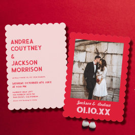 バレンタイン 写真 赤とピンクの結婚式 招待状