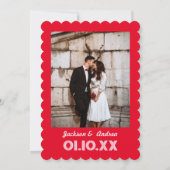 バレンタイン 写真 赤とピンクの結婚式 招待状 (裏面)