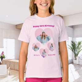 バレンタイン 名前 年齢 写真 ハート コラージュ 女子 ピンク Tシャツ